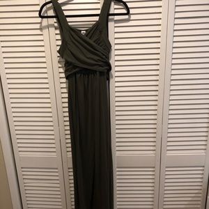 Olive green wrap maternity dress